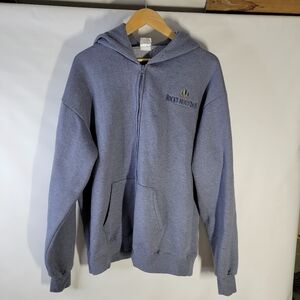 Mens Zip Front Hoodie Rocky Mountain National Park Blue Gray S XXL Teemax Tag